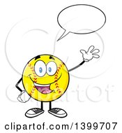 Clipart Of A Cartoon Male Softball Character Mascot Talking And Waving Royalty Free Vector Illustration by Hit Toon