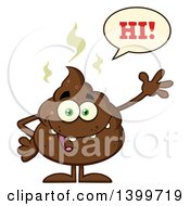 Clipart Of A Cartoon Pile Of Poop Character Saying Hi And Waving Royalty Free Vector Illustration