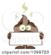 Poster, Art Print Of Cartoon Pile Of Poop Character Holding A Blank Sign