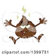 Clipart Of A Cartoon Pile Of Poop Character Jumping Royalty Free Vector Illustration