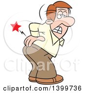 Clipart Of A Cartoon Caucasian Business Man Bending Over With An Aching Back Royalty Free Vector Illustration by Johnny Sajem