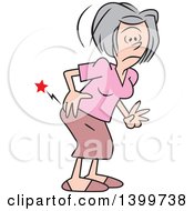 Poster, Art Print Of Cartoon Caucasian Senior Woman Bending Over With An Aching Hip