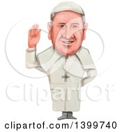 Watercolor Caricature Of Pope Of The Roman Catholic Church And Bishop Of Rome Pope Francis 266th