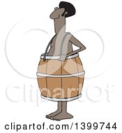 Cartoon Poor Nude Black Man Wearing A Barrel