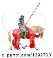 Poster, Art Print Of 3d Fully Armored Medieval Jousting Knight Holding A Lance On A Horse