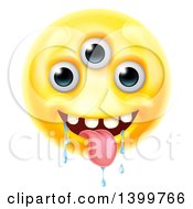Clipart Of A Yellow Drooling Alien Monster Emoji Emoticon Smiley Royalty Free Vector Illustration