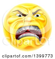 Clipart Of A Yellow Angry Screaming Emoji Emoticon Smiley Royalty Free Vector Illustration