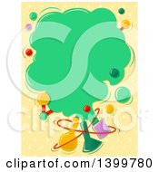 Clipart Of A Smoke Cloud With Science Lab Items On Polka Dots Royalty Free Vector Illustration