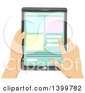 Poster, Art Print Of Hands Of A Man Using A Touch Screen Tablet Computer