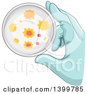 Clipart Of A Gloved Hand Holding A Petri Dish Royalty Free Vector Illustration