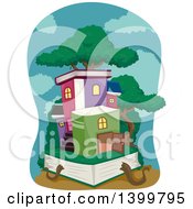 Poster, Art Print Of Tree And Village Of Books