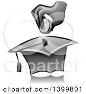 Poster, Art Print Of Grayscale Hand Putting A Coin In A Graduation Cap Box