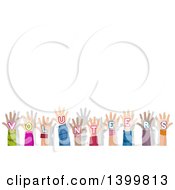 Row Of Hands With Volunteers Text With Copyspace