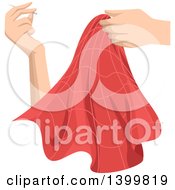 Poster, Art Print Of Womans Hands Sewing A Piece Of Fabric