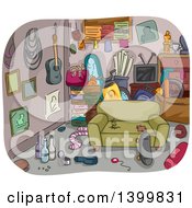 Poster, Art Print Of Sketched Messy And Cluttered Room