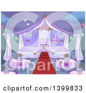 Sketched Purple Wedding Reception Party Set Up