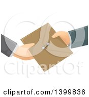 Poster, Art Print Of Hands Exchanging An Envelope