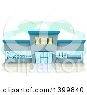 Clipart Of A Fitness Gym Building Royalty Free Vector Illustration