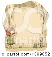 Clipart Of A Border Of A Caveman Writing On Walls Royalty Free Vector Illustration by BNP Design Studio
