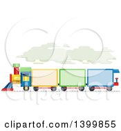 Poster, Art Print Of Colorful Train With Text Space On The Cars