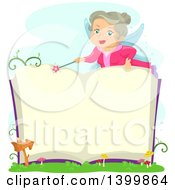 Senior Fairy Woman Opening A Magic Book