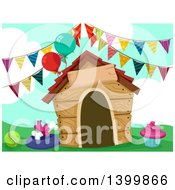 Poster, Art Print Of Dog House With Party Decorations