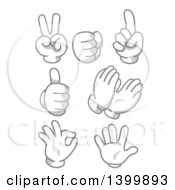 Poster, Art Print Of Cartoon Grayscale Hands Gesturing