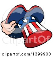 Poster, Art Print Of Cartoon Hand Holding A Patriotic American Top Hat Like Uncle Sams