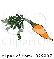 Poster, Art Print Of Cartoon Carrot With Greens