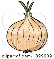 Clipart Of A Cartoon Yellow Onion Royalty Free Vector Illustration by dero
