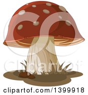 Clipart Of A Mushroom With Pebbles And Grass Royalty Free Vector Illustration