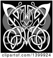 Clipart Of A White Celtic Knot Butterfly On Black Royalty Free Vector Illustration by Vector Tradition SM