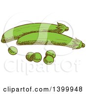 Clipart Of Sketched Peas Royalty Free Vector Illustration