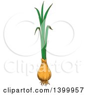 Clipart Of A Sketched Green Onion Royalty Free Vector Illustration