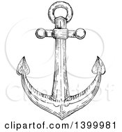 Poster, Art Print Of Black And White Sketched Anchor