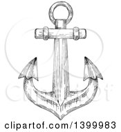 Poster, Art Print Of Black And White Sketched Anchor