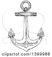 Poster, Art Print Of Black And White Sketched Anchor