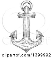 Poster, Art Print Of Black And White Sketched Anchor