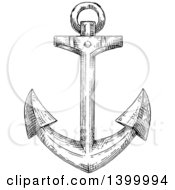 Poster, Art Print Of Black And White Sketched Anchor