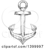 Poster, Art Print Of Black And White Sketched Anchor