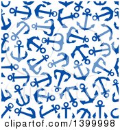 Clipart Of A Nautical Seamless Background Pattern Of Navy Blue Anchors Royalty Free Vector Illustration