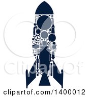 Clipart Of A Silhouetted Rocket With Visible Mechanical Parts Royalty Free Vector Illustration