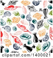 Poster, Art Print Of Seamless Background Pattern Of Asian Cuisine