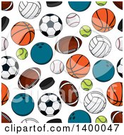 Poster, Art Print Of Seamless Background Pattern Of Sports Equipment