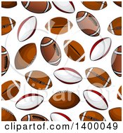 Poster, Art Print Of Seamless Background Pattern Of Rugby And American Footballs