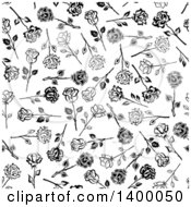 Poster, Art Print Of Seamless Background Pattern Of Black And White Roses