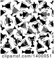 Poster, Art Print Of Seamless Background Pattern Of Black Trophies