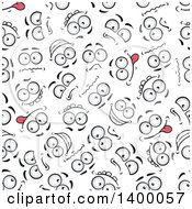 Clipart Of A Seamless Background Pattern Of Happy And Sad Faces Royalty Free Vector Illustration