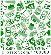 Poster, Art Print Of Seamless Background Pattern Of Green Money Icons