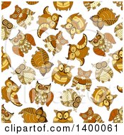 Poster, Art Print Of Seamless Background Pattern Of Owls